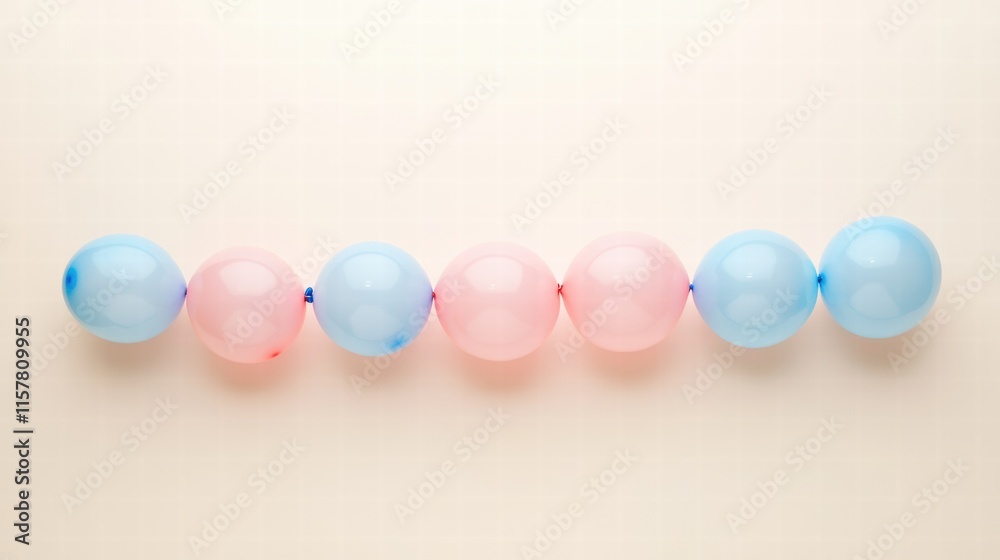 Leinwandbilder colorful pink and blue balloons arranged in a row with ample space for text or branding below. gener