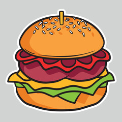 illustration of a fast food hamburger sticker for entrepreneurship