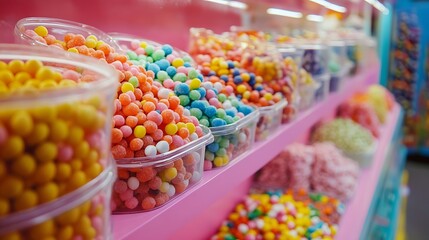 Vibrant Candy Shop Close-Up Photo: Colorful Sweets Beautifully Displayed. AI Generated