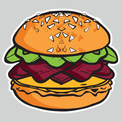 illustration of a fast food hamburger sticker for entrepreneurship