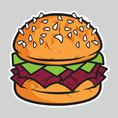 illustration of a fast food hamburger sticker for entrepreneurship