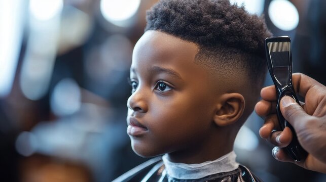 National Black Barber Shop Appreciation Day Child's fresh haircut experience at barber shop for stylish appearance and grooming