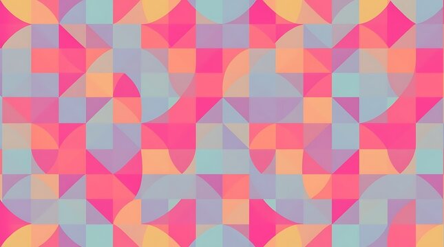 Abstract Geometric Pattern: Vivid, overlapping geometric shapes in cool and warm tones create a dynamic and visually stimulating backdrop for any design project.  