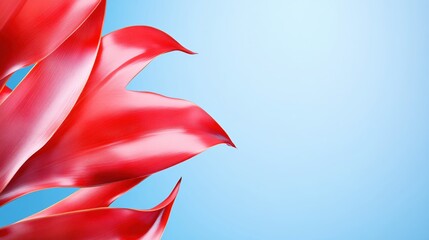 Fototapeta premium Vibrant Red Leaves with Smooth Texture Against Soft Blue Background