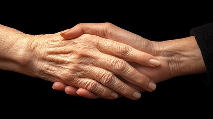 Fototapeta premium Hands grasp each other firmly, symbolizing trust and partnership between two people
