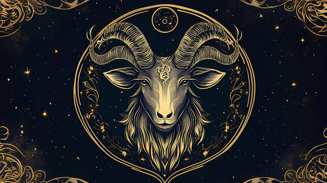 Zodiac sign capricorn. Eclipticae. Illustration