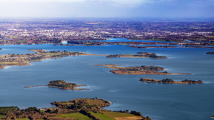 Obraz premium Gulf of Morbihan in French Brittany on atlantic ocean from aerial view