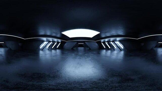Futuristic Dark Interior Space with Ambient Lighting looping 360 panorama vr video