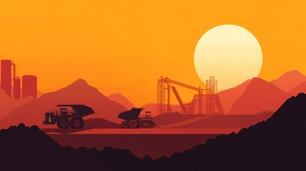 minimalist background mining industry, copy and text space, 16:9