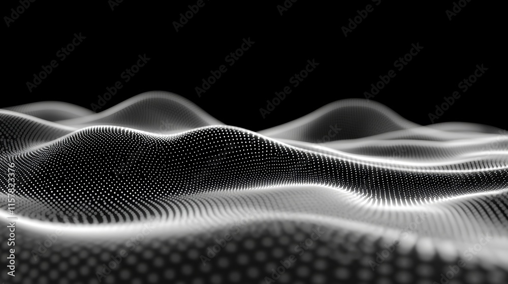 Poster abstract digital landscape, flowing data streams, technology background