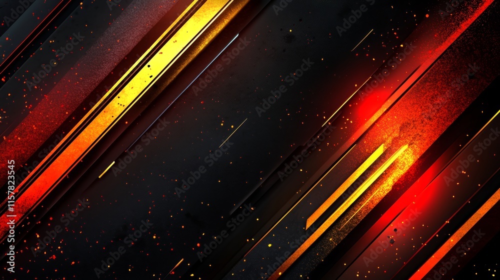 Poster abstract red and gold diagonal lines on black background