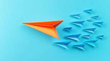 Naklejka premium Business Target Goal Progress Objective Results Innovative paper planes symbolize leadership and creativity.