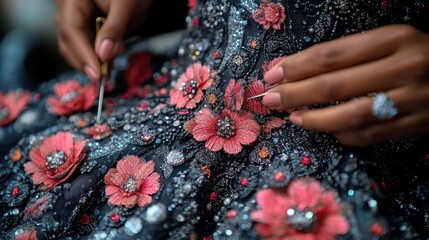 Couture dress assembly showcasing intricate layers and detailed craftsmanship