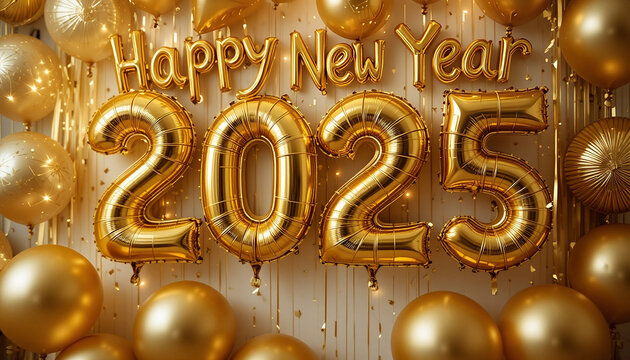 Festive Gold Balloons: Ringing in New Year 2025 with Style