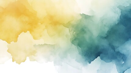 Dreamy Watercolor Illustration: Softly Blending Teal and Gold Hues. AI Generated