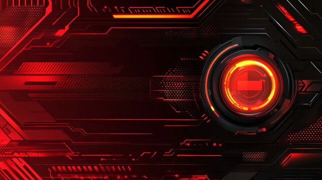 Abstract futuristic red technology background.  Digital circuit board glowing in the dark.