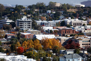 Naklejka premium Cityscape of the city of Martinez, California. This image was taken from the hills in Martinez.