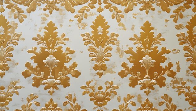 Fototapeta Elegant Gold Floral Damask Wallpaper Design