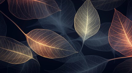 Glowing Veins of Delicate Leaves With Artistic Gradient Color Effect
