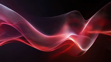 Fototapeta premium Abstract red and pink wave on black background.