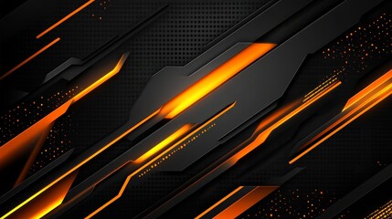 Abstract dark background with orange lines and glowing elements