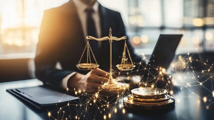 Lawyer Reviewing Legal Documents in Modern Office Setting