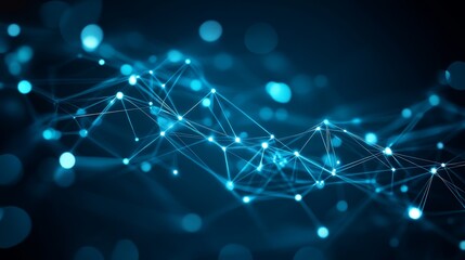Obraz premium Abstract blue glowing network connection background