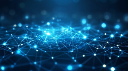 Abstract glowing blue network connection. Digital technology background.