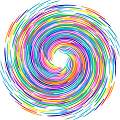 Geometric spiral, swirl, twirl element. Radial, radiating whorl, volute shape