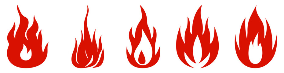 Red flames icon set