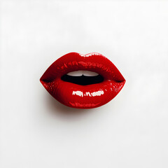 Obraz premium Female lips with red lipstick on white background. Concept female lips.