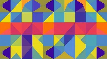 Abstract Geometric Pattern: Vibrant and modern, this seamless pattern is a kaleidoscope of colorful geometric shapes, perfect for contemporary design projects.