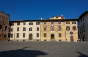 Vernacular buildings in a square in an Italian town