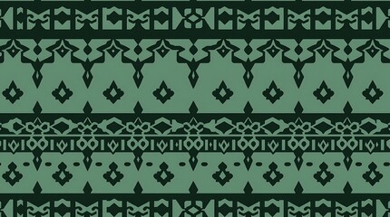Green Geometric Seamless Pattern: A mesmerizing pattern of intricate geometric shapes, a captivating blend of traditional and modern design elements.