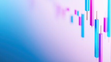 Colorful abstract financial chart with dynamic candlestick patterns