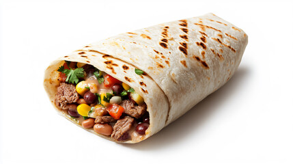 Deliciously Grilled Beef Burrito Photo: Close-up View of Savory Filling. AI Generated