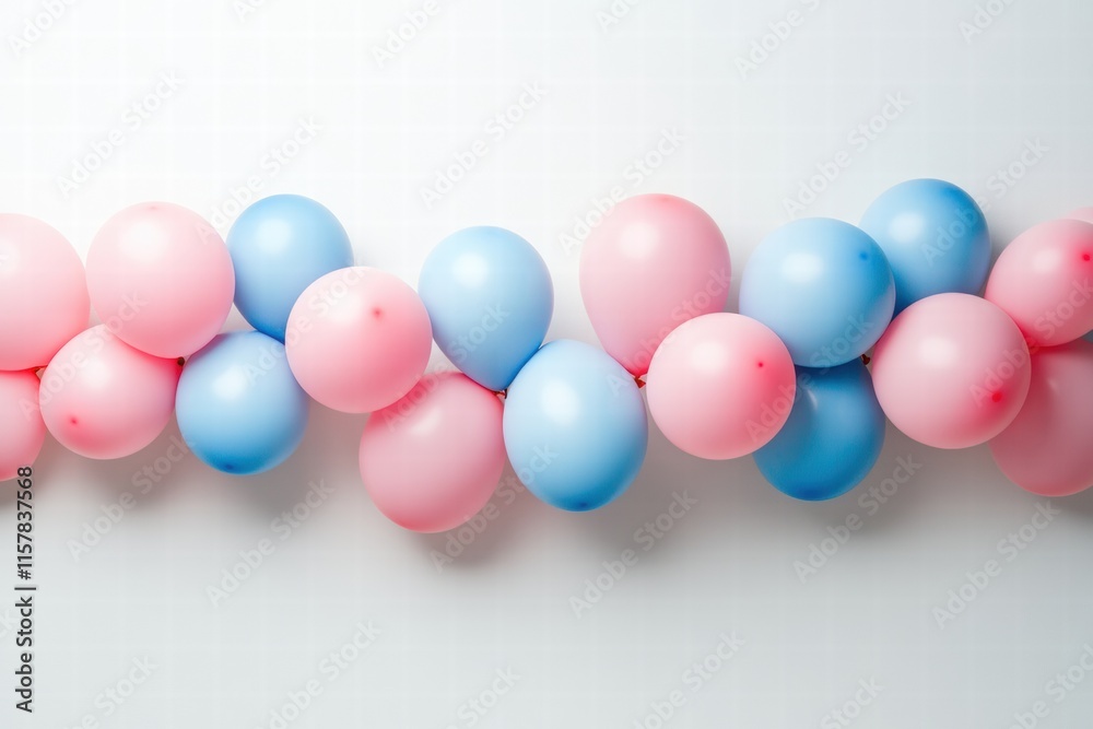 Leinwandbilder colorful pink and blue balloons arranged in a playful display on a light background with space for c