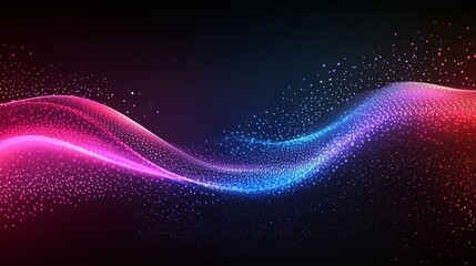 Fototapeta premium Abstract glowing wave, pink and blue particles. Futuristic digital background.