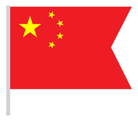 China Flag with Red Color and Five Yellow Star with Pole
