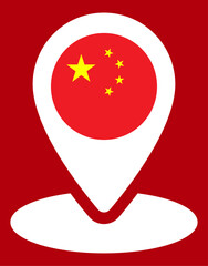 China Flag with White Maps Circle Icon
