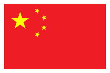 Rectangle China Flag with Red Color and Five Yellow Star