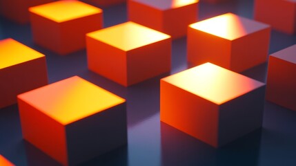 Obraz premium Dynamic Light Composition with Orange Cubes