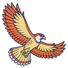 A cheerful hawk soaring high with an expressive gaze Illustrator Artwork