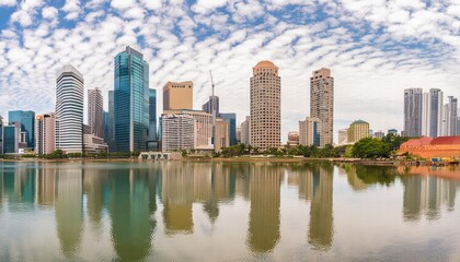 Stunning Reflective Skyscrapers and Modern Business Office Buildings Overlooking a Vibrant Cityscape A Captivating Urban Landscape