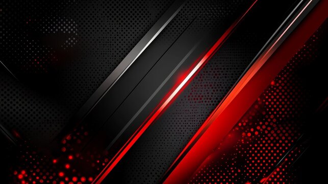 Abstract red and black background with metallic stripes