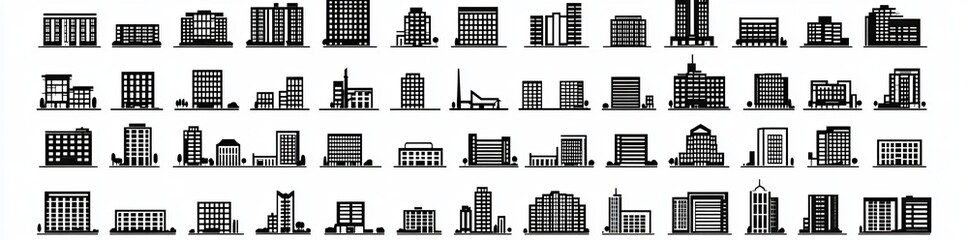 Building icon modern set