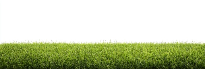 Collection of green grass borders, seamlessly extending horizontally, isolated on a white background. 3D render. 3D illustration