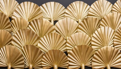 Seamless Golden Art Deco Palm Fan or Shell Line Pattern Vintage Abstract Geometric Arch Design Elegant Retro Style for Interior Decor, Fashion, and Graphic Projects
