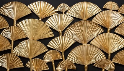 Seamless Golden Art Deco Palm Fan or Shell Line Pattern Vintage Abstract Geometric Arch Design for Elegant Home Decor and Fashionable Textiles