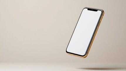 A beige background banner showcases a flying smartphone mockup with a blank screen, offering plenty of copy space for a template.